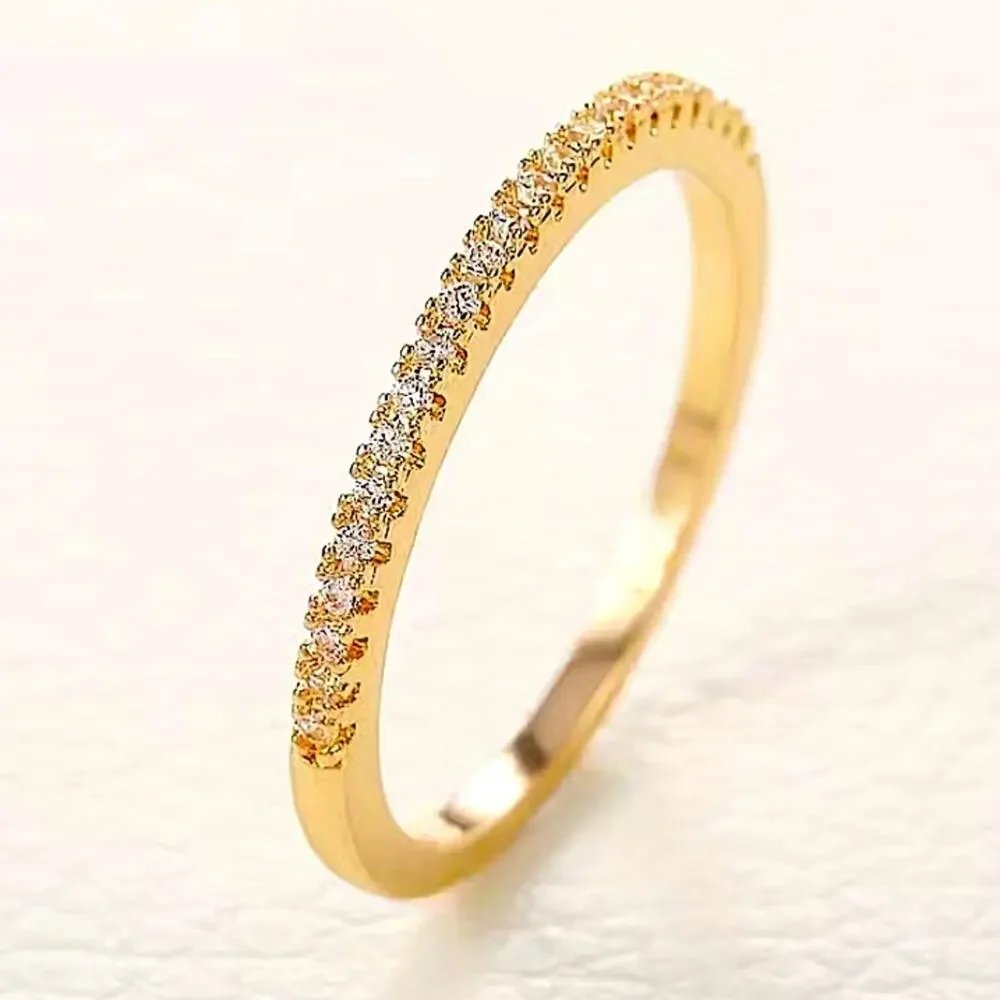 Gold Cubic Zircon Ring Minimalist, Dainty Diamond